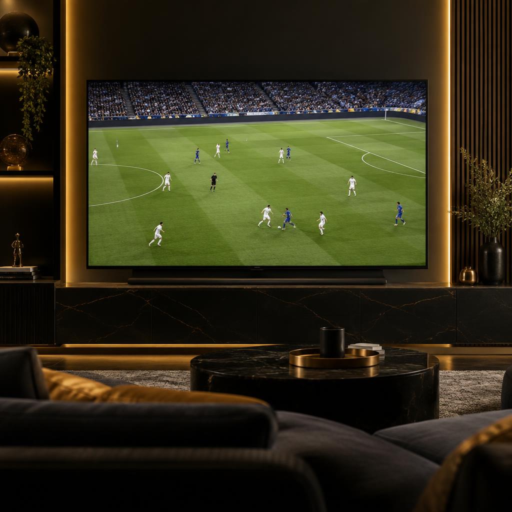 Smart TV showing live sport streamed via IPTV